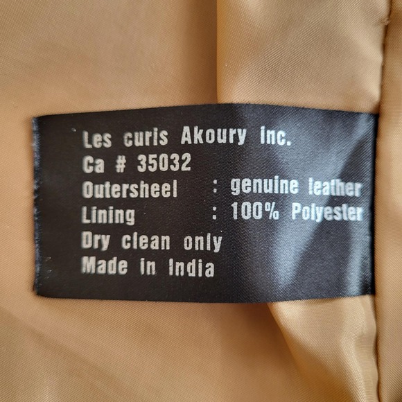 Akoury Vintage Tan Genuine Leather Button Blazer Jacket - Picture 13 of 14